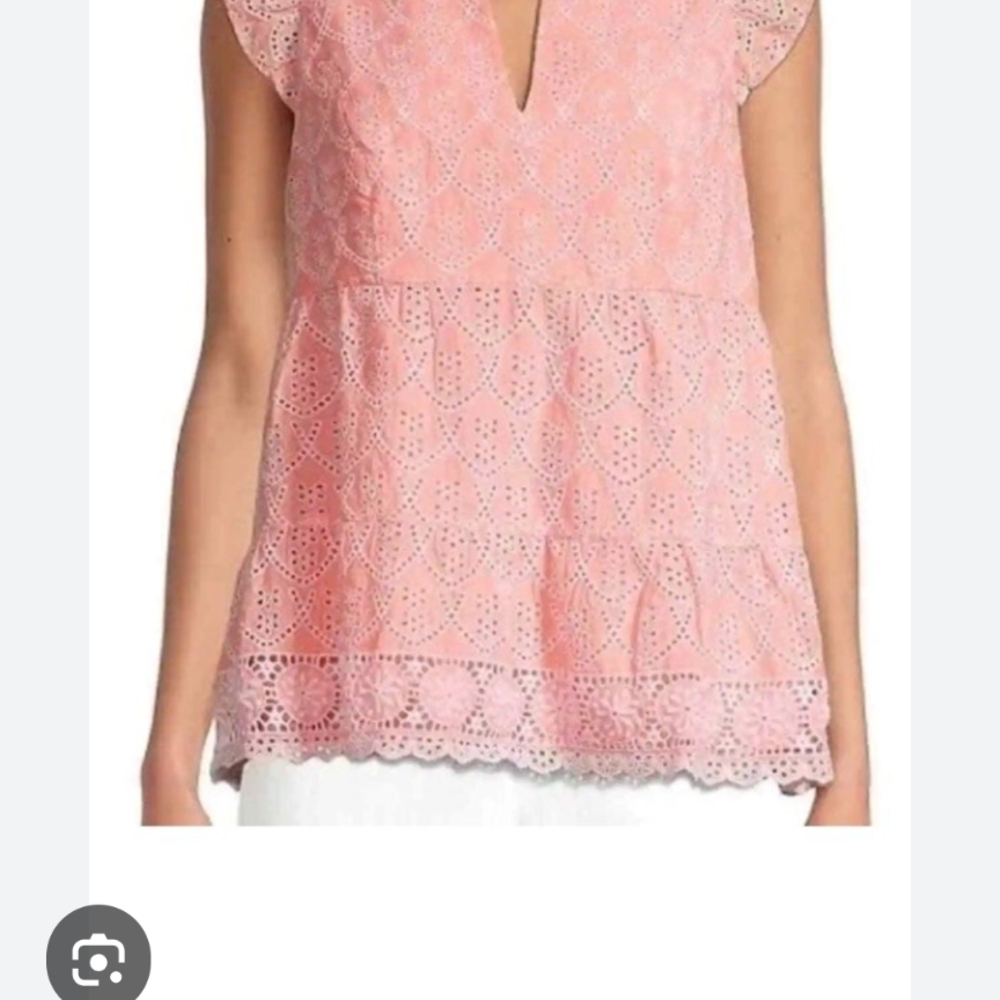 Lilly Pulitzer Pink Cap Sleeve Ruffled Blouse